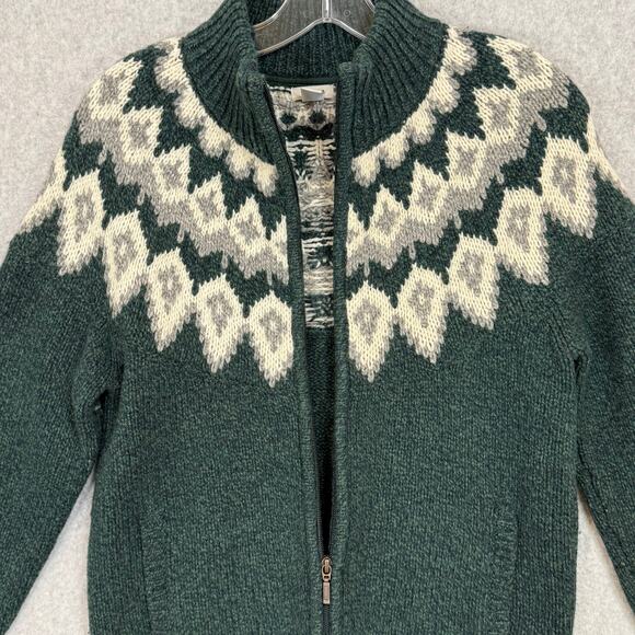 LL Bean Full Zip Cardigan Sweater Size S Classic Rag 100% Lambs Wool Fair Isle - Picture 5 of 16